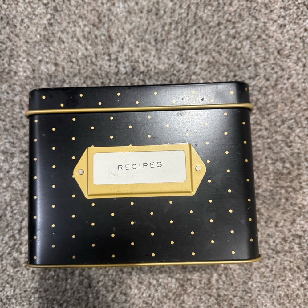 Rifle paper Co. recipe box polkadot black gold
